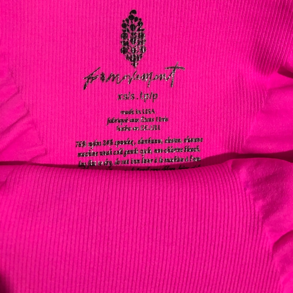 Free People Good Karma Square Neck Sports Bra In Hot Pink. NWOT! Sz XS/S & M/L - Picture 9 of 9